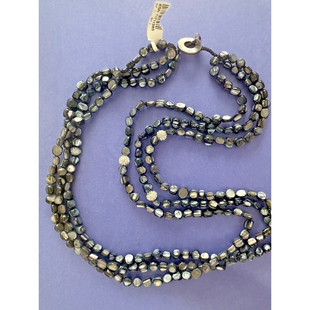 New Sonoma Pava Beaded Necklace 28" Gray Iridescent Rhinestone Encrusted HSN‎